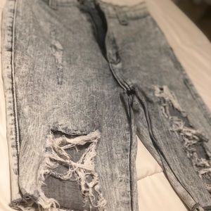 High waist stretch cut off knee length shorts